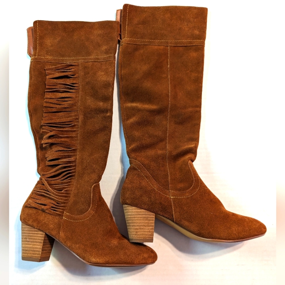 Ladies Heeled Ecote Fringe Knee Boots Size 7